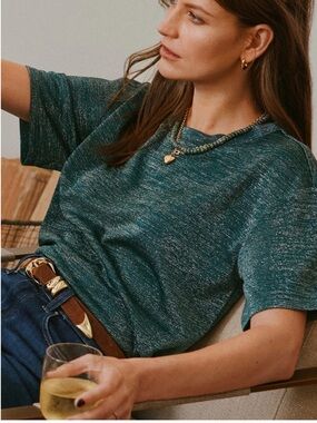 Evereve Heathered Emerald Crop Tee